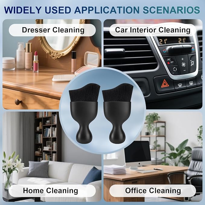 Amrules 2 PCS Car Interior Detailing Brush, Auto Car Dusting Brushes, Soft Bristles Duster Removal Cleaning Tool for Dashboard Interior, Exterior, Skylight, Leather, Dust Brush, Black