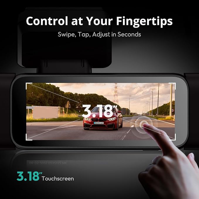 BOTSLAB 4 Channel Dash Cam 3K Front and Rear Inside 560° Coverage with Magnetic Side Cameras Car Camera with 3.18”Touch Screen 24/7 Parking Mode 5.8GHz WiFi GPS Voice Control (No SD Card)