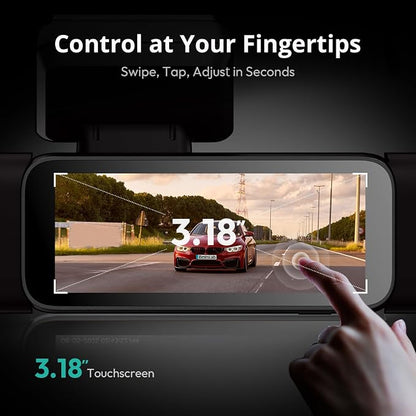 BOTSLAB 4 Channel Dash Cam 3K Front and Rear Inside 560° Coverage with Magnetic Side Cameras Car Camera with 3.18”Touch Screen 24/7 Parking Mode 5.8GHz WiFi GPS Voice Control (No SD Card)