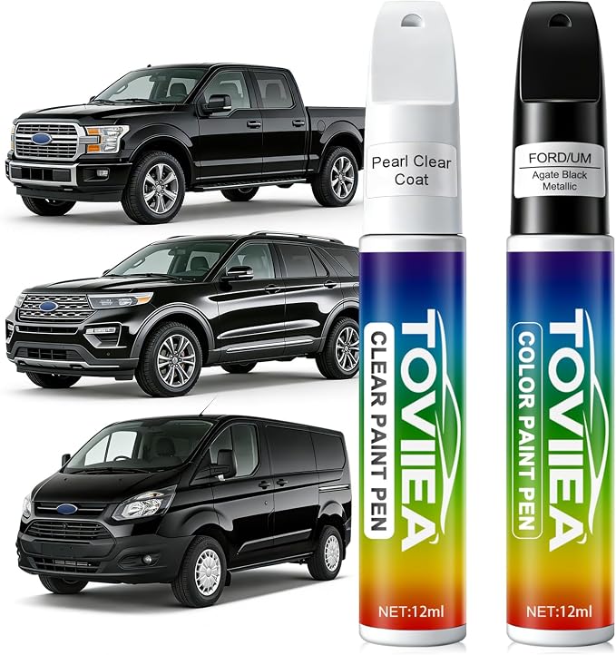 Agate Black Metallic(UM/M7414) Touch Up Paint Compatible with Ford,2-In-1 Car Scratch Remover Pen,Car Paint Scratch Repair Kit for Scratches,Chips & Nicks,2-PCS SET