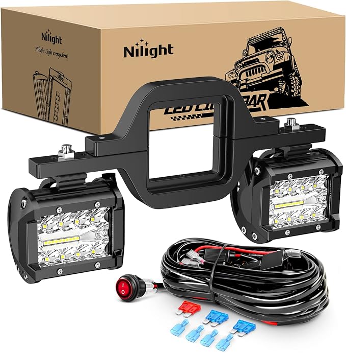 Nilight 2 Pcs 4 Inch 60W Led Pods with 2 Inch Tow Hitch Mounting Brackets Backup Reverse Lights Rear Light Bar for Pickup ATV SUV Truck Trailer Boat