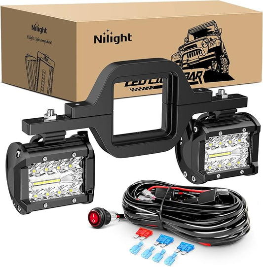 Nilight 2 Pcs 4 Inch 60W Led Pods with 2 Inch Tow Hitch Mounting Brackets Backup Reverse Lights Rear Light Bar for Pickup ATV SUV Truck Trailer Boat
