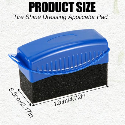 NQEUEPN 2pcs Tire Shine Sponge Pad, Reusable Tire Shine Applicator with Ergonomic Rectangular Box Auto Detailing Wheel Cleaner Car Tire Brush for Car Cleaning Supplies (Blue)