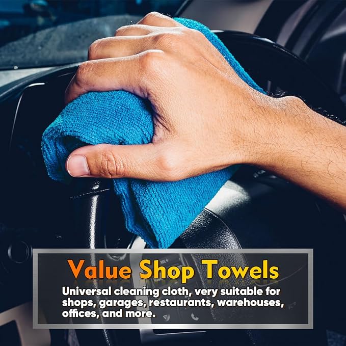 HOMEXCEL Blue Microfiber Cleaning Cloths 100 Pack, Reusable Cleaning Rags Shop Towels - Bulk Multipurpose Microfiber Towels, Lint Free Cleaning Towels for Car, House & Kitchen, 11.5 x 11.5 inch