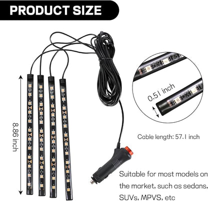 Car LED Strip Light, 12V 48 LED Interior Atmosphere Lights Under Dash Ambient Night Light, Auto Interior Decorative Lamp with Cigarette Adapter Plug (Pink Purple, Cigarette Lighter)