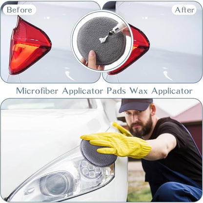 Tanlade 50 Pcs Car Detailing Microfiber Applicator Pad Wax Applicator Wash Microfiber Pads, 5 Inch Diameter (Grey)