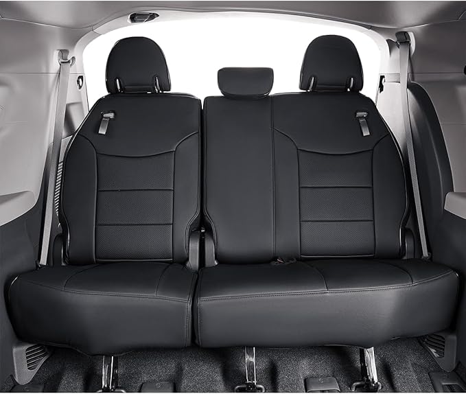 EKR Sienna Seat Covers for Toyota Sienna XLE,XSE,7-Passenger Seating,2nd Row Captain Chairs 2021-2026,Front Seat and Rear Seat,Black Car Seat Covers- 1st and 2nd Row Only, Leather(Black)