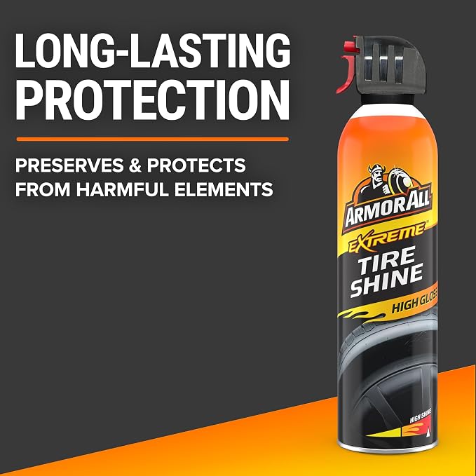 Armor All Extreme Tire Shine Spray, 15 fl oz Bottle, Convenient No-Mess Tire Spray That Conditions, Preserves and Protects