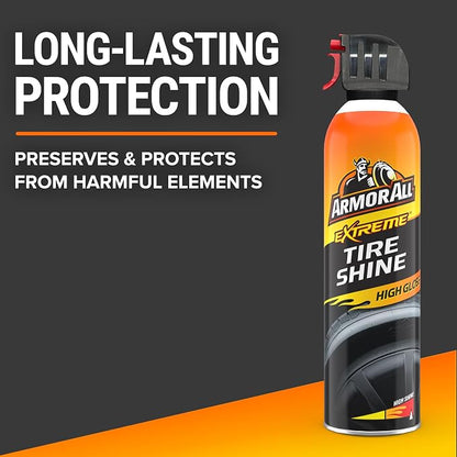 Armor All Extreme Tire Shine Spray, 15 fl oz Bottle, Convenient No-Mess Tire Spray That Conditions, Preserves and Protects