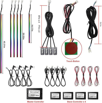 Dreamcolor Acrylic Interior Car Lights, WEBUPAR Car Accessories 18 in 1 Car LED Strip Lights with APP Control and 213 Modes, 175 inches 593 LEDs Fiber Optic Lights, RGB Neon Light Kits