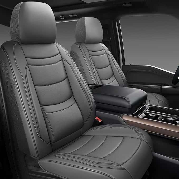 NS YOLO Leather Car Seat Covers Full Set,Universal Fit for Most Cars,SUVs and Sedans,Waterproof Luxury Leatherette Cushions, 5 Seats Protectors (Grey, Full Set-5 Seats(Front and Rear))