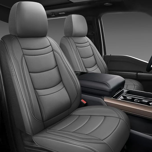 NS YOLO Leather Car Seat Covers Full Set,Universal Fit for Most Cars,SUVs and Sedans,Waterproof Luxury Leatherette Cushions, 5 Seats Protectors (Grey, Full Set-5 Seats(Front and Rear))