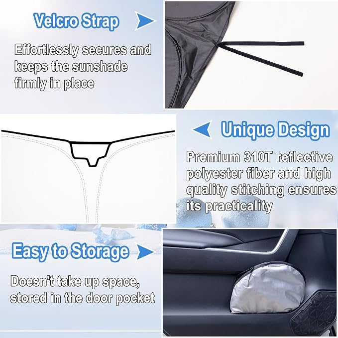 Windshield Sun Shade for 2015-2020 Ford F150 Accessories Foldable Front Window Sunshade 310T Thickened Protect from Sun Rays & Heat Damage Fully Covered to Keep Cool
