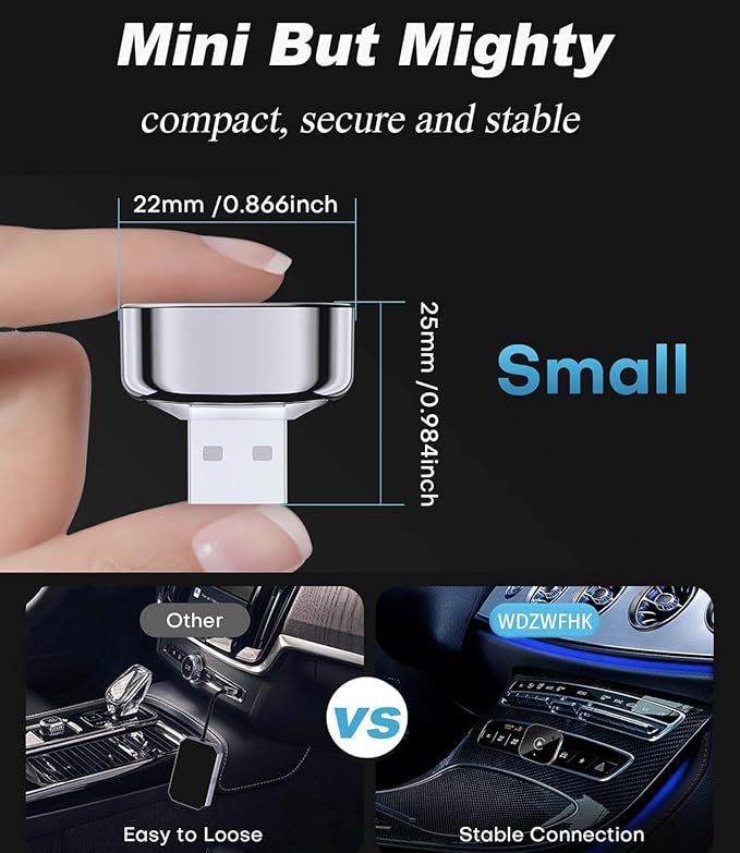 Wireless CarPlay Adapter & Android Auto Dongle, Fast Auto-Connect, Compact Plug & Play Wireless CarPlay Converter for iPhone & Android, USB/USB-C, No Delay, Seamless Reconnection (Black)