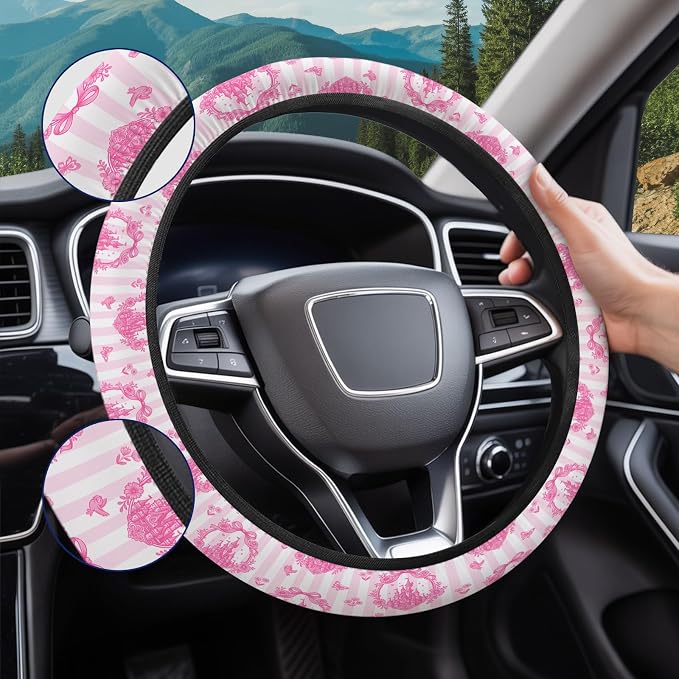 GENANY Magical Fantasy Steering Wheel Cover, Non Slip Polyester Car Wheel Protector for Car SUV Truck, Universal 15 Inch