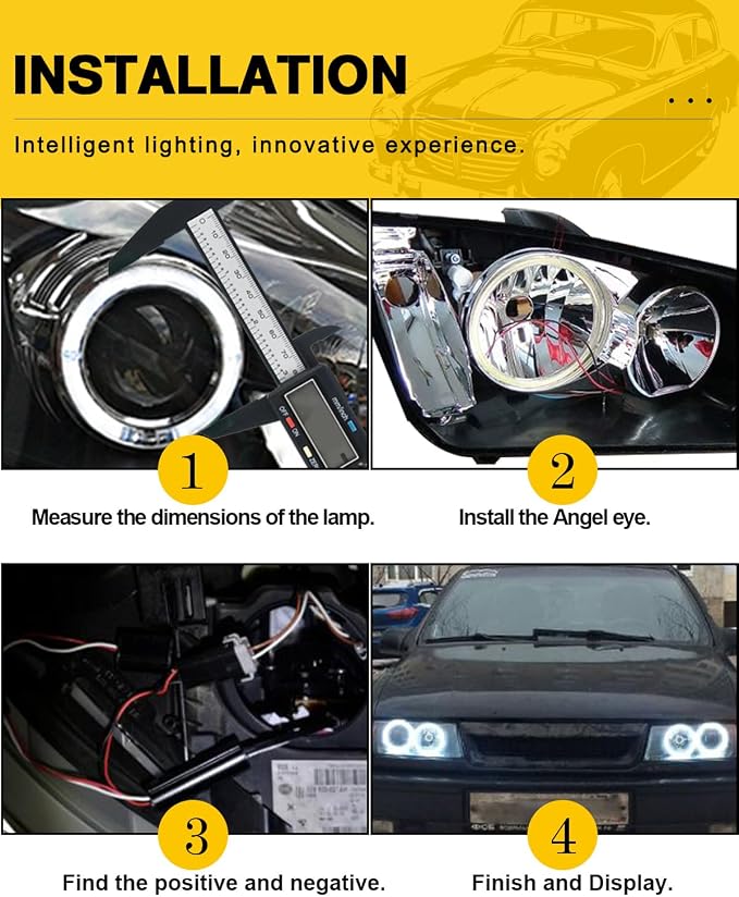 Qasim 1-Pair Super White 100MM 72SMD COB LED Halo Ring Angel Eyes with lampshade Cover Led DRL Fog Light 12V 24V