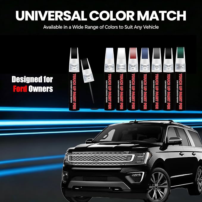 Agate Black Metallic(UM) Car Touch Up Paint for Ford 2-in-1 Car Scratch Repair Pen with Fine Tip&Brush, DIY Color-Code Matched Auto Paint for Rock Chips Door Scratches Paint Nicks Bumper Marks