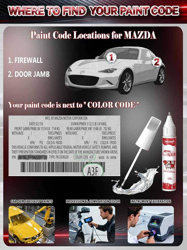 47C Polymetal Gray Metallic Car Touch Up Paint for Mazda, Color Accurate Two-In-One Car Paint Scratch Repair Pen, Professional Scratch Remover for Vehicles Chips and Nicks Scuff