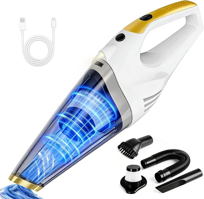 Handheld Vacuum Cordless, Dust Busters Cordless Rechargeable Car Vacuum with LED Light, Strong Suction with Filters, Portable Vacuum Cleaner for Car, Handheld Vacuum for Pet Hair/Home/Office