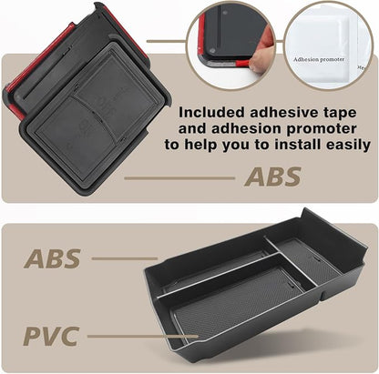 Muslogy Center Console Organizer Compatible with 2023 2024 2025 2026 Honda CRV & CRV Hybrid Tray & Armrest Hidden Storage Compartment 2PCS Set(Console Tray+Hidden Organizer)