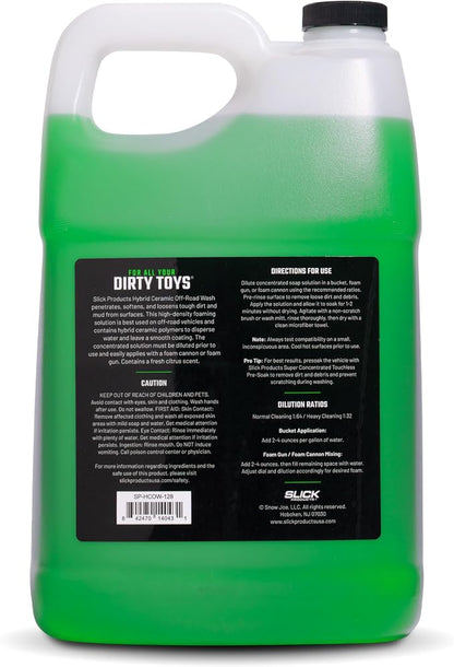 Slick Products Total Off-Road Wash Super Concentrate – Thick Foaming Car Wash Soap with Hybrid-Ceramic Formula for Dirt Bikes ATV UTV Trucks Jeeps and More – Foam Cannon Ready – 128 oz
