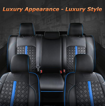 Carlimeki Leather Seat Covers Custom Fit for Tacoma Gen 3rd (2016-2023) Double & Crew Cab, for SR, SR5, Limited, TRD Pro, TRD Sport, TRD Off-Road, Trail Special Edition - Fully Covered