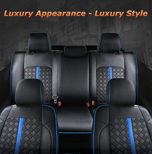 Carlimeki Leather Seat Covers Custom Fit for Tacoma Gen 3rd (2016-2023) Double & Crew Cab, for SR, SR5, Limited, TRD Pro, TRD Sport, TRD Off-Road, Trail Special Edition - Fully Covered