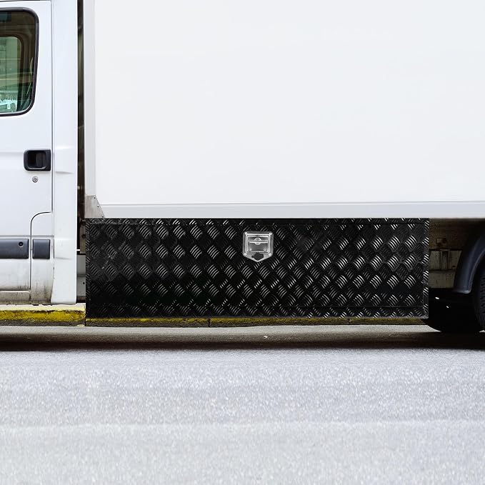 VEVOR Underbody Truck Box, 60" x 17" x 18" Pickup Storage Box, Heavy Duty Aluminum Diamond Plate Tool Box with Lock and Keys, Waterproof Trailer Storage Box with T-Handle Latch for Truck, Van, Trailer