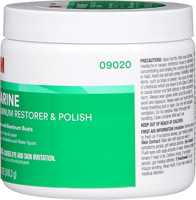 3M Marine Aluminum Restorer and Polish, 09020, 18 oz, for Marine Detailing, Remove Heavy Oxidation and Chalking, 1 Tube