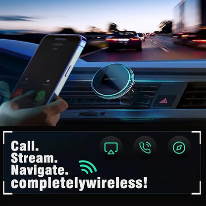 Wireless CarPlay Adapter for iPhone & Android, Convert Wired to Wireless CarPlay Dongle, Plug & Play USB-C, Auto Connect, 5GHz WiFi, Compatible with iOS 10+ & Android 11+ Cars（Black）