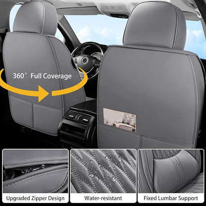 WELLDO Car Seat Covers, 5 Seats, Gray, w02 | Waterproof, Scratch-Resistant, Breathable & Easy to Clean, Universal Fit for SUV Sedan Truck, Full Set