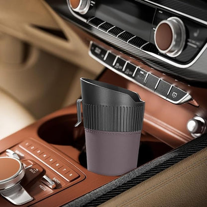 Car Trash Can, Mini Leakproof Vehicle Cup Holder Garbage Container Bin, Portable Automotive Interior Door Trash Storage Organizer Accessories, Universal for Sedan Truck SUV (Brown)