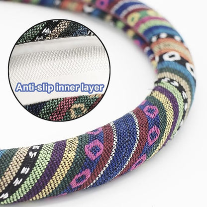 Boho Steering Wheel Cover for Women Men Baja Blanket Enthic Car Steering Wheel Cover Ethnic Car SUV Wheel Protector, Breathable, Anti-Slip, Odorless, Universal Fit 14.5-15 Inch
