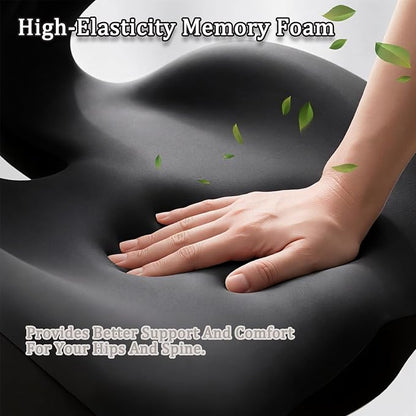 2026 Ergonomic Lumbar & Seat Support Cushion, Memory Foam Seat Cushion with Lumbar Support Pillow, Memory Foam Coccyx Cushion for Tailbone Pain, Back Pain, Sciatica and Hemorrhoid Relief