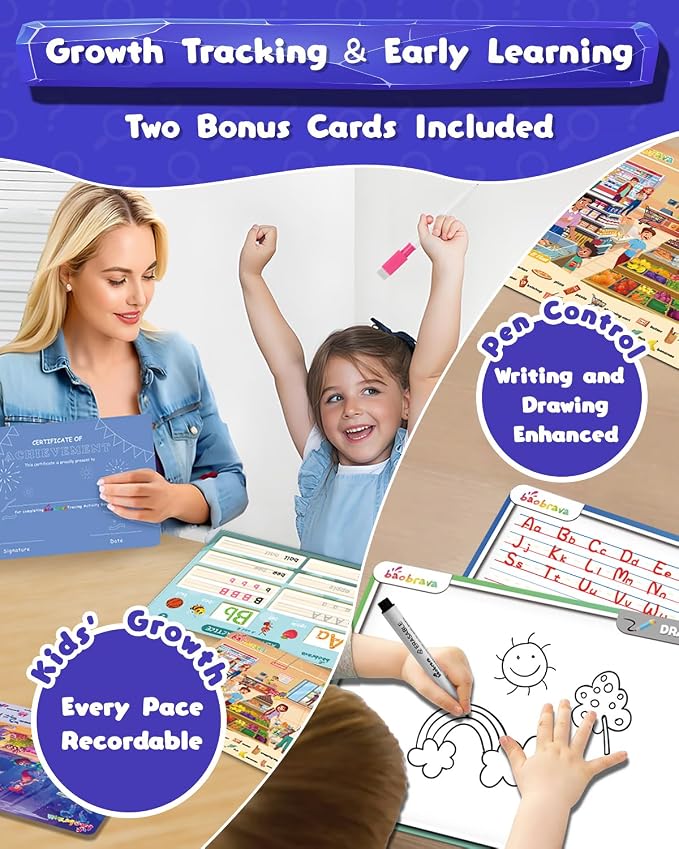 Baobrava Search and Find Book and Handwriting Practice Books Set, More Than 50+ Preschool Learning Activities for Toddler and Kids 3-8, Travel Games for Road Trip Car Airplane