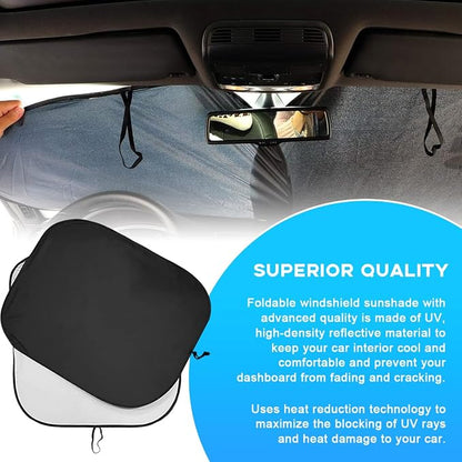 Ziciner 2 PCS Car Windshield Sun Shade, Auto Sun Heat and UV Rays Blocker, 24"×29" Foldable Automotive Front Window Sunshade Protector, Universal Vehicle Interior Accessories (Silver-S)