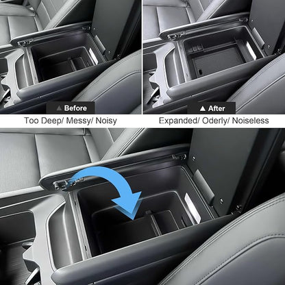 2024 2025 2026 Santa Fe Center Console Organizer for Hyundai Santa Fe (SE/SEL/XRT/Limited/Calligraphy), Durable ABS Plastic&Anti-Slip Rubber Console Tray 2026 2025 Santa Fe Hybrid Accessories