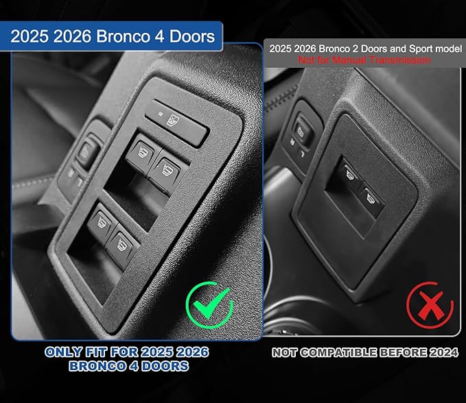 GZSH 2 PCS Trunk Organizers for 2025 2026 Ford Bronco 4 Doors Automatic Transmission ONLY with Center Console Organizer, Door Handle Storage Not for manual transmission (Not for Sport & 2Door)