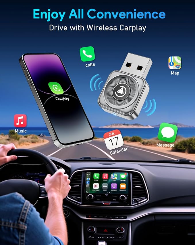 Wireless CarPlay Adapter iPhone Apple—Ultra Mini(60% Reduced Size),2026 2-in-1 Android Auto Adapter, 3X Automatic Connection Navigation, Plug and Play, Compatible with iOS 10+, Android 11+