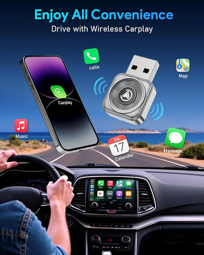 Wireless CarPlay Adapter iPhone Apple—Ultra Mini(60% Reduced Size),2026 2-in-1 Android Auto Adapter, 3X Automatic Connection Navigation, Plug and Play, Compatible with iOS 10+, Android 11+