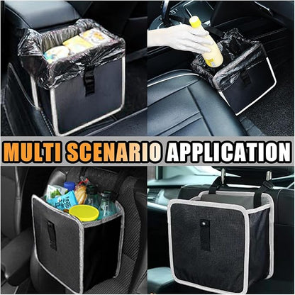 Foldable Car Trash Can - 1.85 Gallon Capacity Hanging Garbage Bin Organizer - Waterproof Leakproof Trash Can Storage Bag - Auto Interior Accessories
