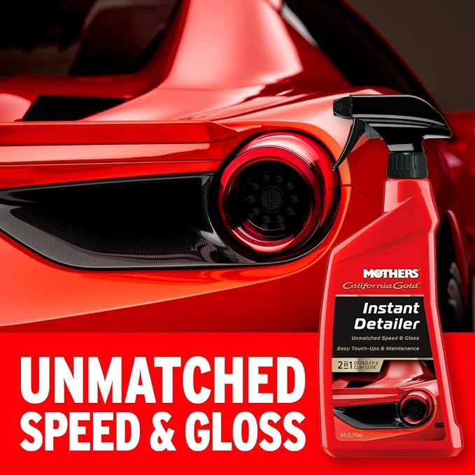 Mothers California Gold Instant Detailer, 24 oz. – Removes Smudges, Dust & Fingerprints, Boosts Gloss & Slickness, Lubrication for Clar Bars, Quick Touch-ups & Maintenance Between Washes (08224)