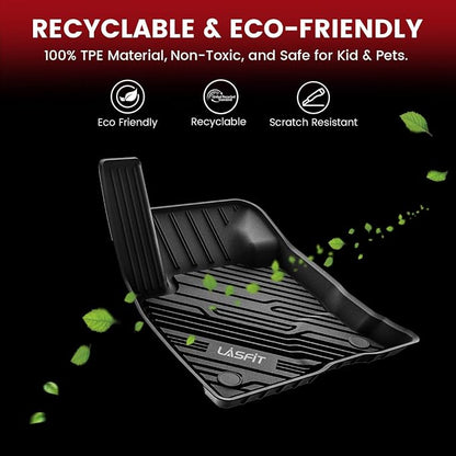 LASFIT Floor Mats for Ford F250 F350 F450 2017-2026 Crew Cab Front Bucket Seat (Not Fit Row Bench Seating) Floor Super Duty All Weather Protector TPE Car Floor Liner, only 1st, 2pcs Black