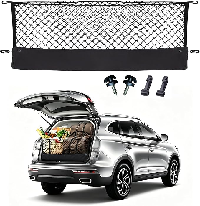 Envelope Style Cargo Net Compatible with Chevrolet Chevy Suburban, Cadillac Escalade, GMC Yukon XL Denali SLE SLT AT4 New 2026 2025 2024 2023 2022 2021 2020 2019 2018-2015 Trunk Car Tailgate Netting