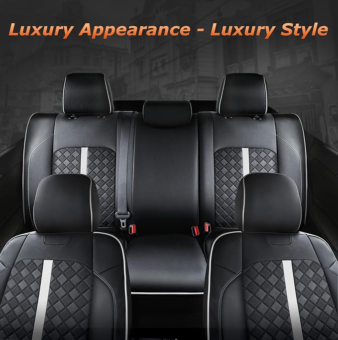 Carlimeki Leather Seat Covers Custom Fit for Tacoma Gen 3rd (2016-2023) Double & Crew Cab, for SR, SR5, Limited, TRD Pro, TRD Sport, TRD Off-Road, Trail Special Edition - Fully Covered
