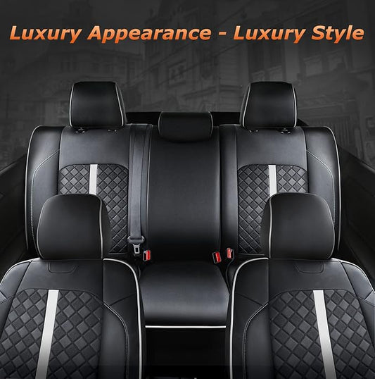 Carlimeki Leather Seat Covers Custom Fit for Tacoma Gen 3rd (2016-2023) Double & Crew Cab, for SR, SR5, Limited, TRD Pro, TRD Sport, TRD Off-Road, Trail Special Edition - Fully Covered
