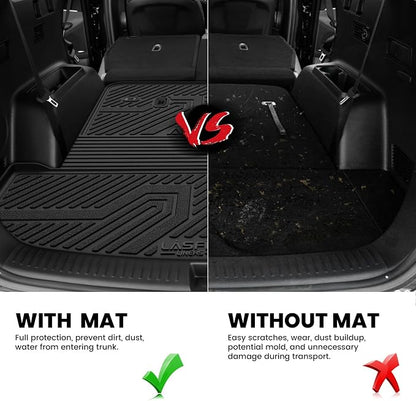 LASFIT Cargo Mat & Backrest Mats for Kia Sorento 2026 2025 2024 2023 2022 2021, All Weather TPE Custom Fit Cargo Liners Trunk Mat & SeatBack Mats Accessories for Kia Sorento 2021-2026, Black