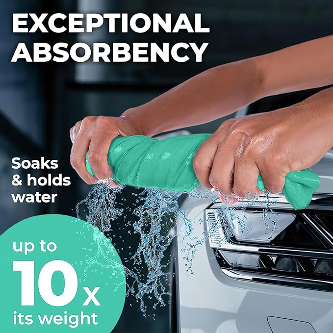 Premium XL Shammy Towel for Car - 2pk (34”x25”) - Super Absorbent Chamois Cloth - Spots & Scratch-Free - Reusable Car Drying Towel