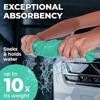 Premium XL Shammy Towel for Car - 2pk (34”x25”) - Super Absorbent Chamois Cloth - Spots & Scratch-Free - Reusable Car Drying Towel
