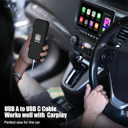 3-Pack [10FT+6FT+3.3FT] Car Carplay Cable USB A to USB C Cable for iPhone 16 15 Pro Plus Pro Max，for iPad Pro/Air/Mini，for Samsung Galaxy S25/S24/S23，for MacBook Pro/Air and More